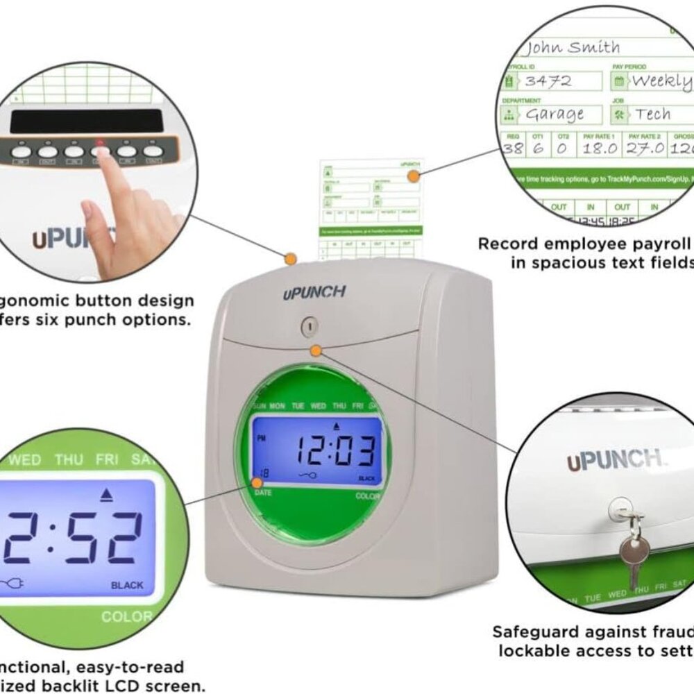 uPunch HN1500 Starter Time Clock Bundle for Small Business: Employee Punch Clock